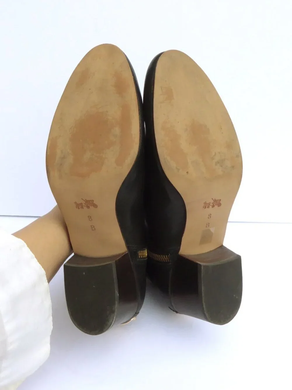 Coach black leather pauline booties with gold hardware buckle boots size 8